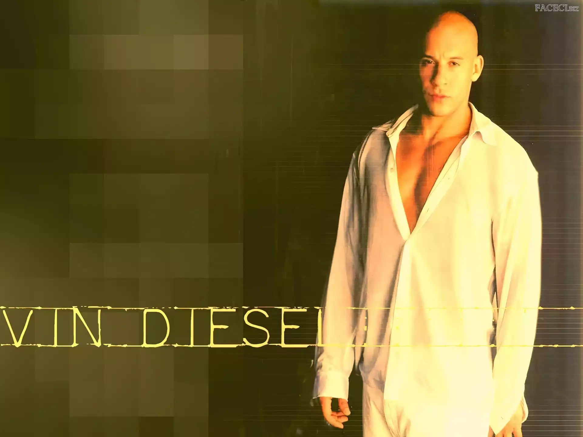 Vin Diesel, biała koszula